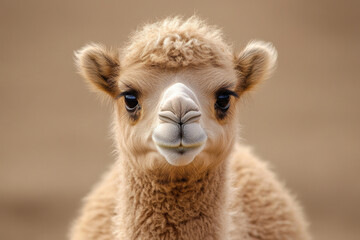 Obraz premium A portrait of a happy camel calf.