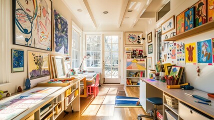 What are some creative ways to display children's artwork and achievements in the home