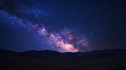 Milky Way Galaxy over Silhouetted Mountains