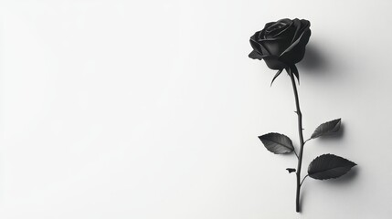 A black rose on a minimalistic background, symbolizing elegance and mystery.
