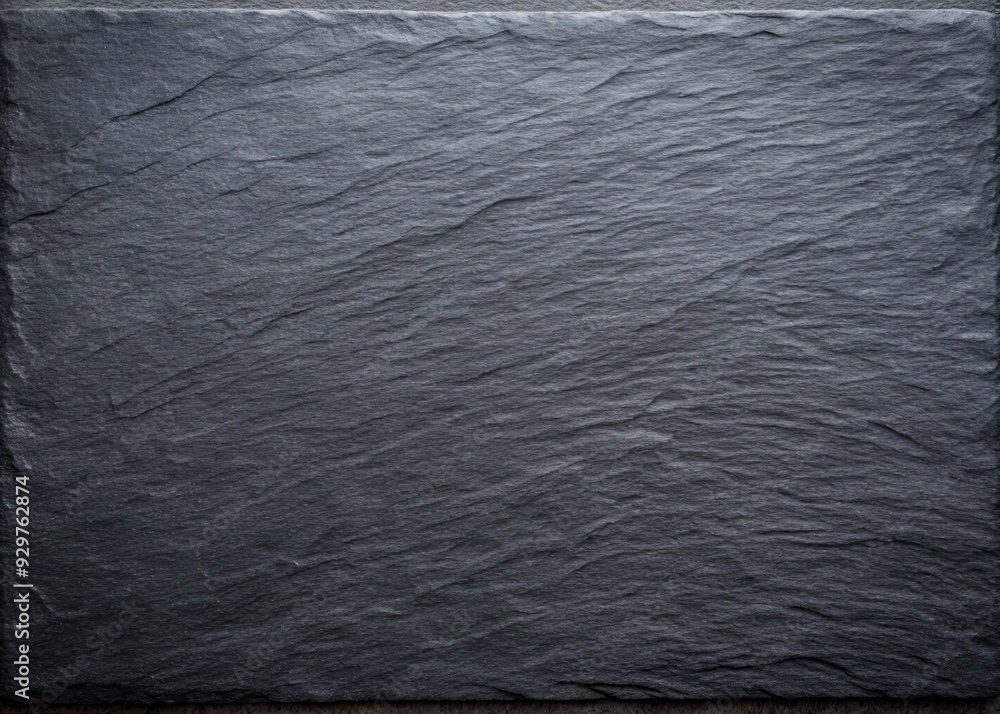Poster high-resolution top view of natural black slate stone background with unique pattern, providing ampl
