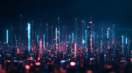 Smart city with speed line glowing light trail surround the city. big data connection technology concept