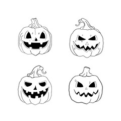 Coloring. Children's coloring page. Spooky. Fun Faces for a Happy Halloween. Vector Illustration.