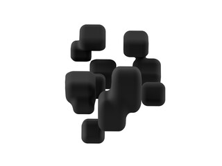 3d black abstract cubes on transparent background