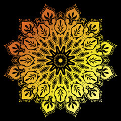 Golden mandala. Abstract floral circle. Mandala for decorating books