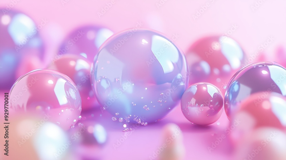 Poster a colorful arrangement of translucent bubbles on a soft gradient background.