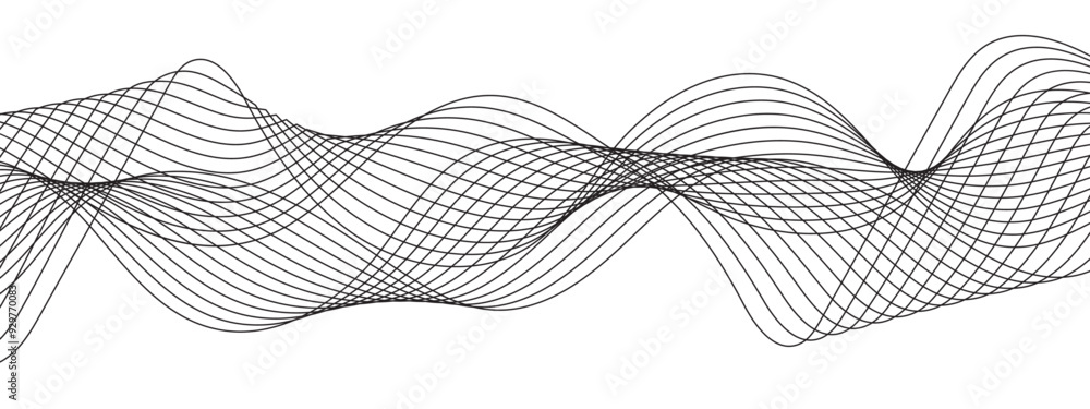 Poster Abstract colorful modern stream wave line in transparent background. Curved wavy lines tech futuristic motion curve lines. Stream wave and wave curve lines