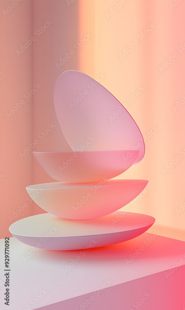 Poster 64. elegant 3d wall art with layered geometric forms and a smooth gradient effect, isolated on a min