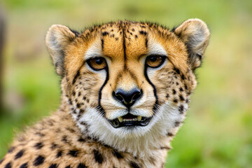A portrait of a happy cheetah.