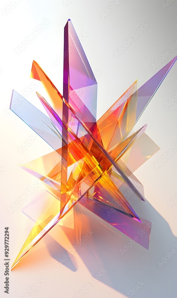 Poster 67. abstract 3d art featuring dynamic geometric prisms and subtle illumination, rendered on a minima