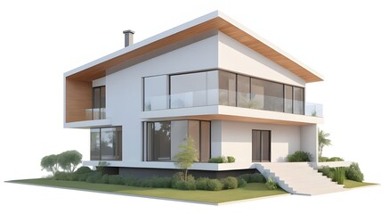 3d render of modern house isolated on white 