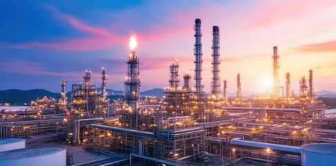 Obraz premium Advanced refining technologies processing crude oil, showcasing innovative solutions designed to meet the demands of modern industry and enhance efficiency.