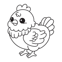 Line art of hen cartoon vector