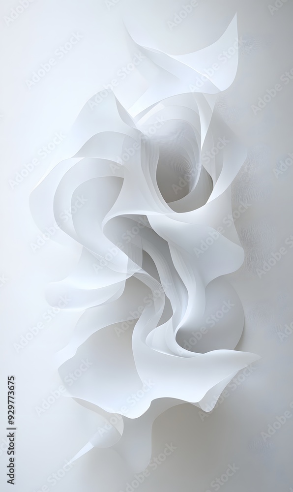 Poster 45. sleek 3d wall art featuring dynamic geometric forms and a smooth gradient, isolated on a pristin