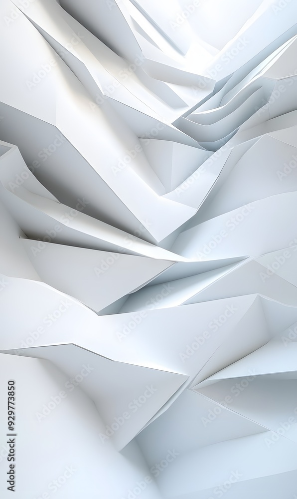 Poster 45. sleek 3d wall art featuring dynamic geometric forms and a smooth gradient, isolated on a pristin