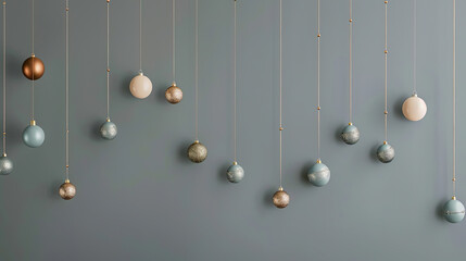 Christmas banner slate grey background. Christmas ball wallpaper
