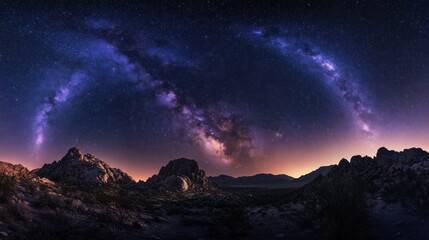 Milky Way Arching Over Desert Mountains at Night