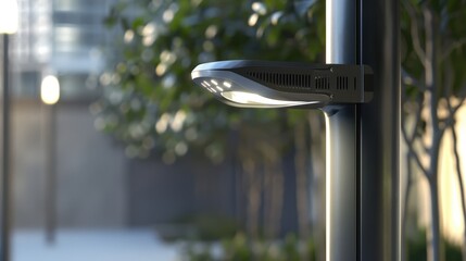 Design a high-efficiency road light with a sleek, aerodynamic shape and advanced cooling technology.