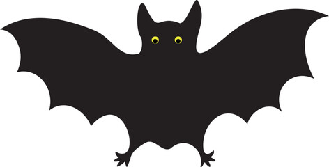 Bat with yellow eyes on transparent background