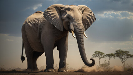 elephant in the savannah