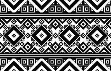 Geometric Ethnic oriental pattern seamless pattern black white fabric ornamental traditional Design for background,carpet,wallpaper,clothing,wrapping,Batik,fabric or silk fabric,Vector illustration