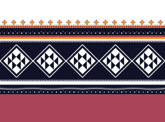 Geometric ethnic colorful pattern or seamless pattern Design for fabric, background, curtain, carpet, clothing, wrapping, Batik, fabric wallpaper, Vector illustration pattern