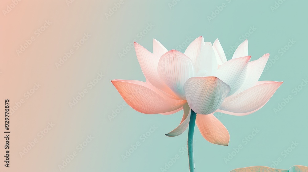 Poster design a minimalist image featuring a lotus flower with clean lines and subtle color gradients, set 