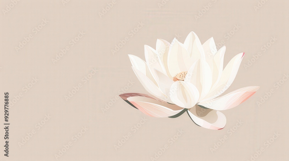 Poster design a minimalist image featuring a lotus flower with clean lines and subtle color gradients, set 