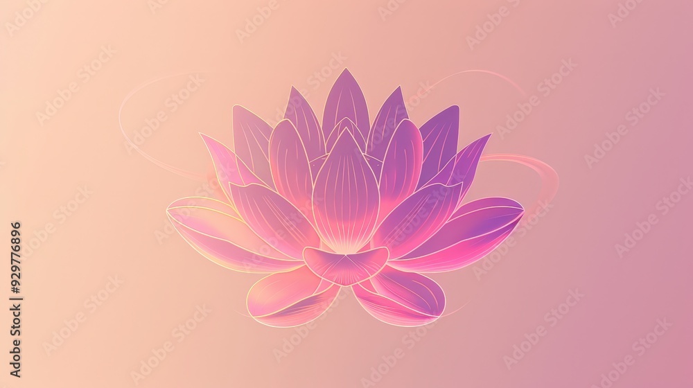 Poster design a minimalist image featuring a lotus flower with clean lines and subtle color gradients, set 