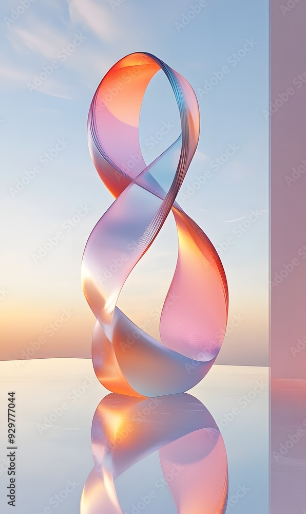 Poster 53. sleek 3d design with dynamic geometric forms and a smooth gradient, isolated on a clean, bright 