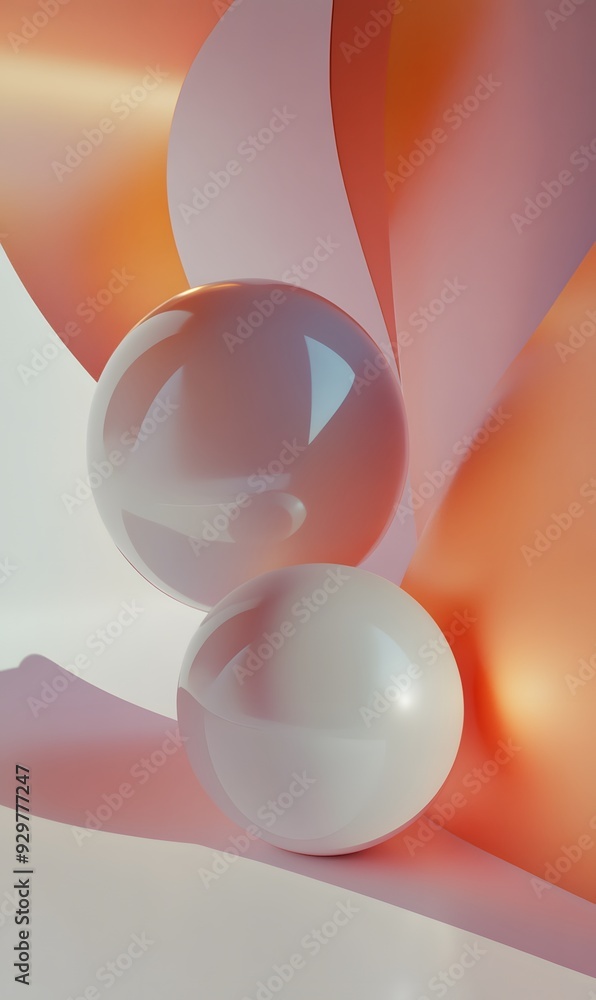 Poster 53. sleek 3d design with dynamic geometric forms and a smooth gradient, isolated on a clean, bright 