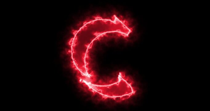 4K neon C alphabet on black background. C alphabet neon moving outline for an online shop, blog, web, cafe, and hotel on a black BG.Technology video material animation. Easy to use in any video.