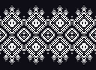 Geometric ethnic oriental pattern fabric ornamental traditional indigo Design for background,carpet,wallpaper,clothing,wrapping,Batik,fabric or silk fabric,Vector illustration embroidery style