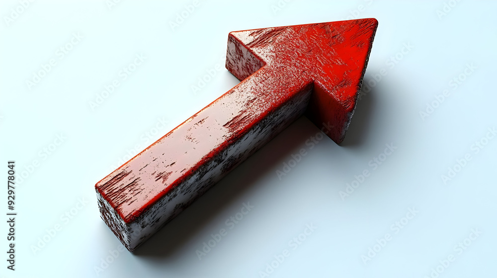 Poster a 3d red arrow pointing upwards, symbolizing progress or direction.