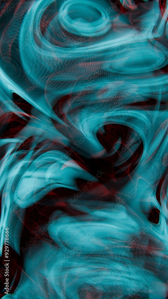 Aufkleber abstract fluid light patterns in cyan and red