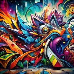 Fototapeta premium vibrant colors and chaos create modern graffiti