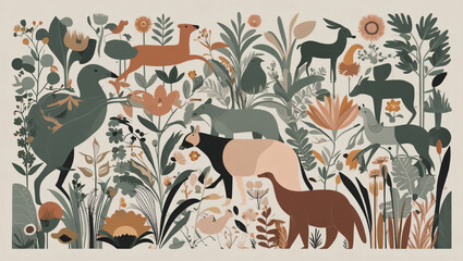 illustration that captures of unity of flora and fauna 