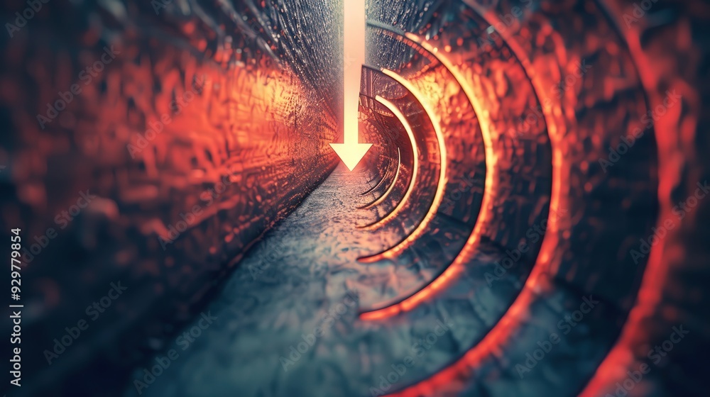 Poster design an arrow integrated into a circular shape.