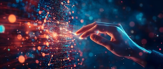 Predictive Modeling Systems Visualizing Data Driven Forecasts and Intelligent Analytics  Abstract digital technology background with glowing particles