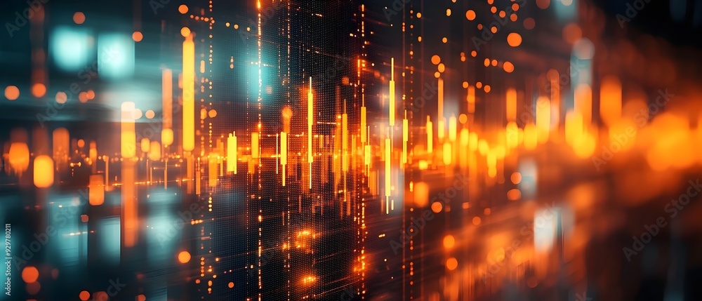 Aufkleber futuristic data analysis and trend forecasting visualized on digital screens with abstract glowing g