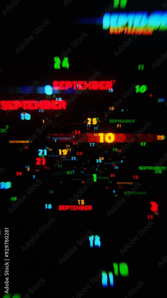 Aufkleber abstract digital art with glowing text representing the month of september in vibrant neon colors on