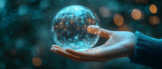 Visualization of Regression Techniques and Forecasting for Predictive Systems Showcasing a Futuristic Crystal Globe Representing the Insights and Trends of Statistical Modeling