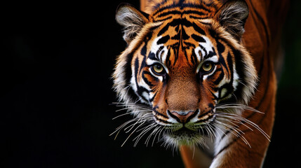 Naklejka premium A tiger is staring at the camera with its mouth open