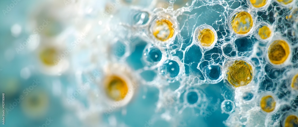 Poster detailed microscopic examination revealing the intricate structures and patterns of diverse biologic