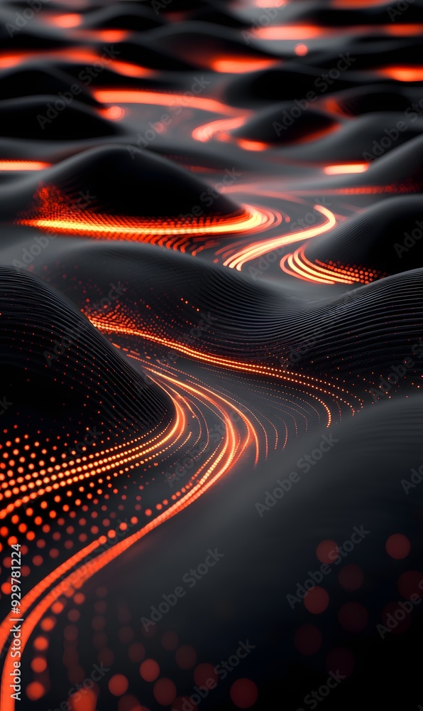 Poster 33. futuristic 3d abstract design featuring geometric patterns with glowing contours, rendered on a 