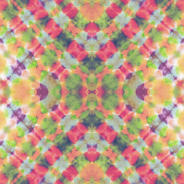 Seamless Ikat Print. Silk Fabric India.