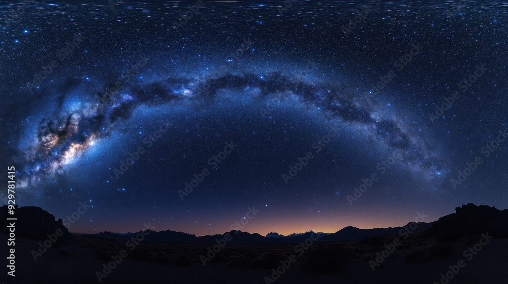 Sticker Milky Way Arching Over Silhouetted Mountain Range