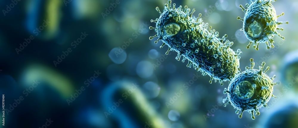 Poster detailed microscopic imaging techniques capturing the complex structures and patterns of microorgani