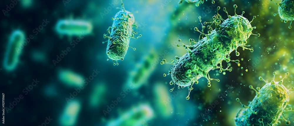 Poster advanced microscopy techniques revealing the detailed structure and behavior of bacteria in a photog