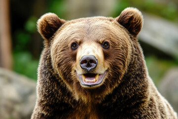 Obraz premium A portrait of a smiling, happy bear.
